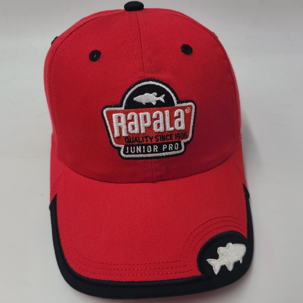 Youth Rapala Hat Strapback Red Black Junior Pro Fishing Outdoors Casual Cotton